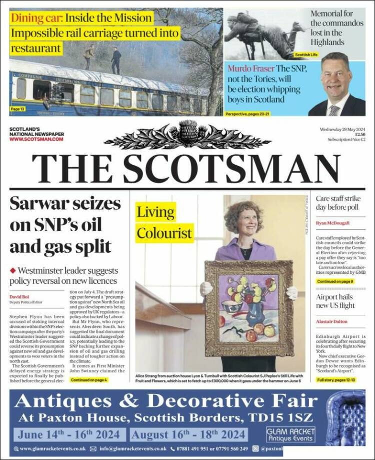 Portada de The Scotsman (Reino Unido)