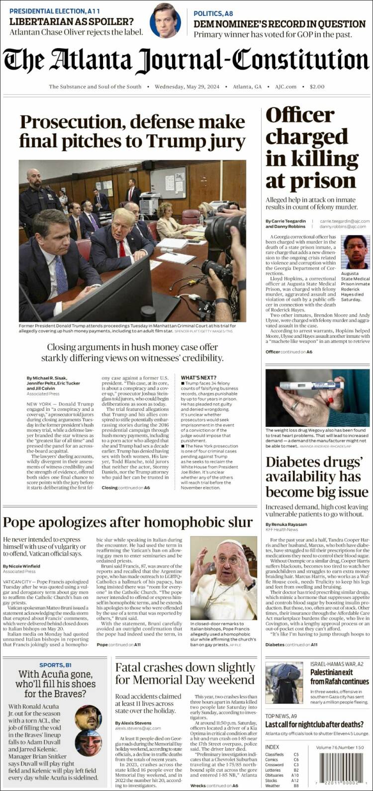 Portada de The Atlanta Journal-Constitution (USA)