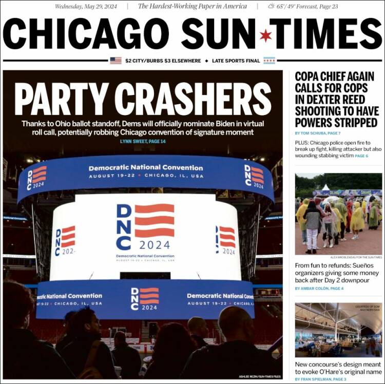 Portada de Chicago Sun-Times (USA)