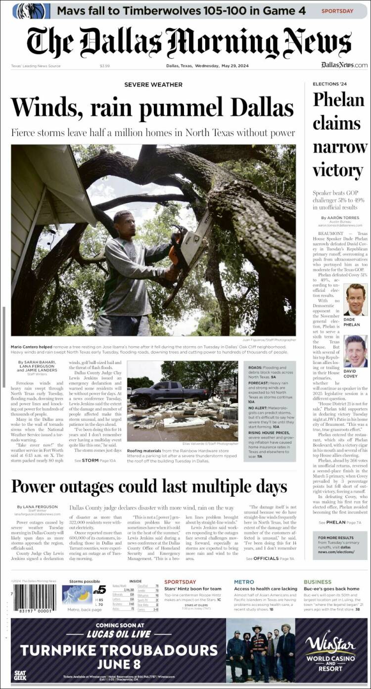 Portada de Dallas Morning News (USA)
