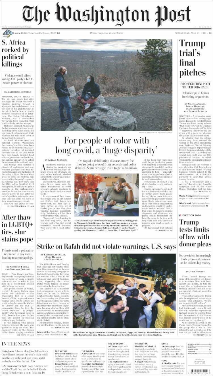 Portada de The Washington Post (USA)
