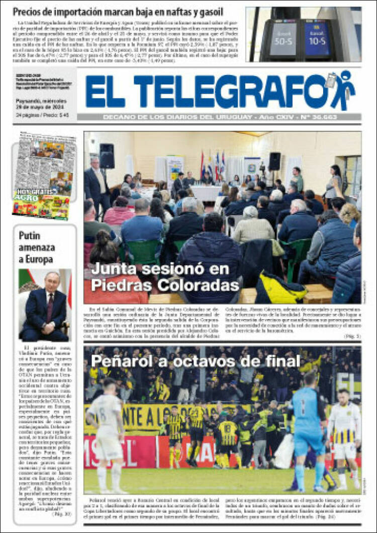Portada de El Telégrafo (Uruguay)