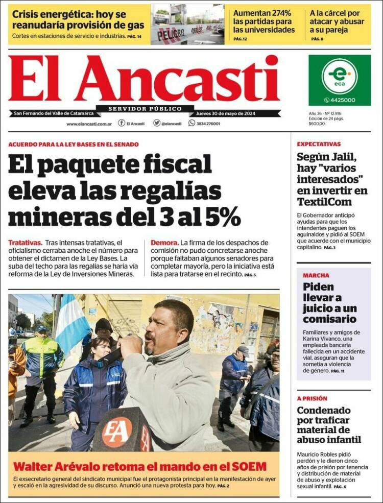 Portada de El Ancasti (Argentina)