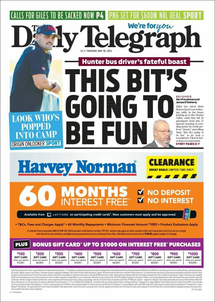 Portada de The Daily Telegraph (Australia)