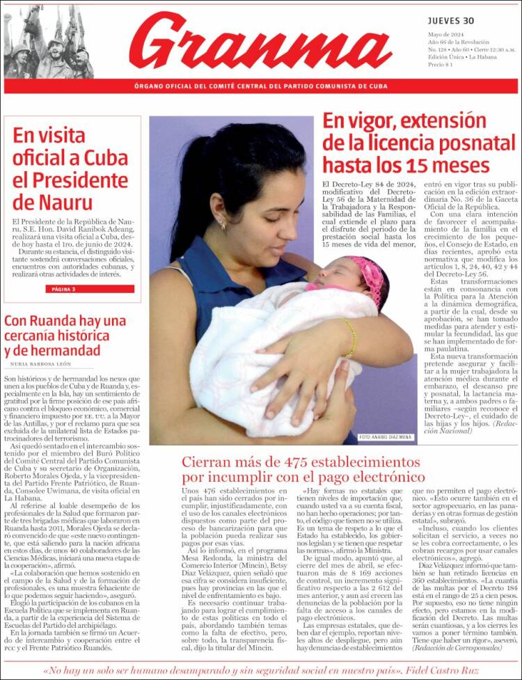 Portada de Granma (Cuba)