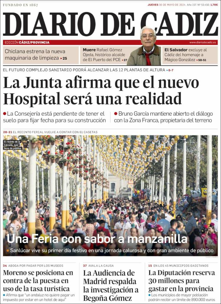 Portada de Diario de Cádiz (Espa&ntilde;a)