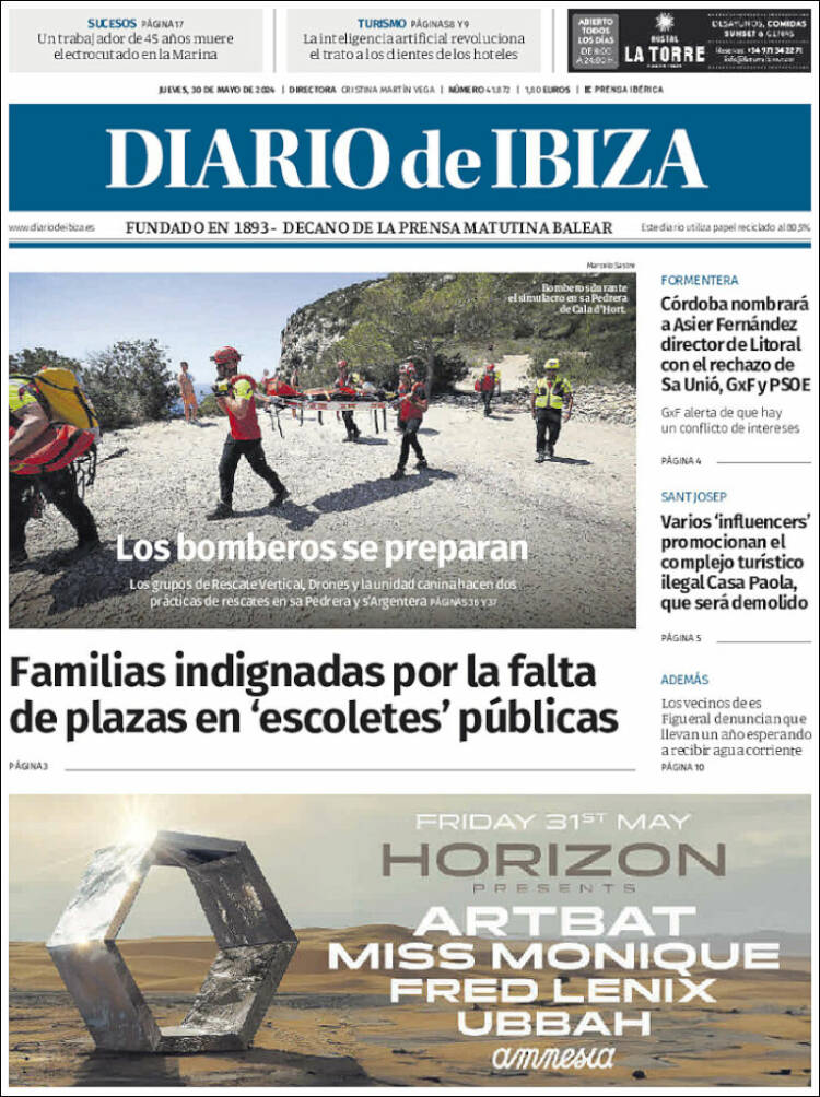 Portada de Diario de Ibiza (Espa&ntilde;a)