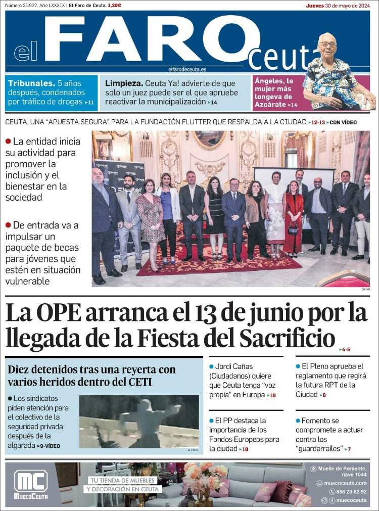 Portada de El Faro de Ceuta (Espa&ntilde;a)