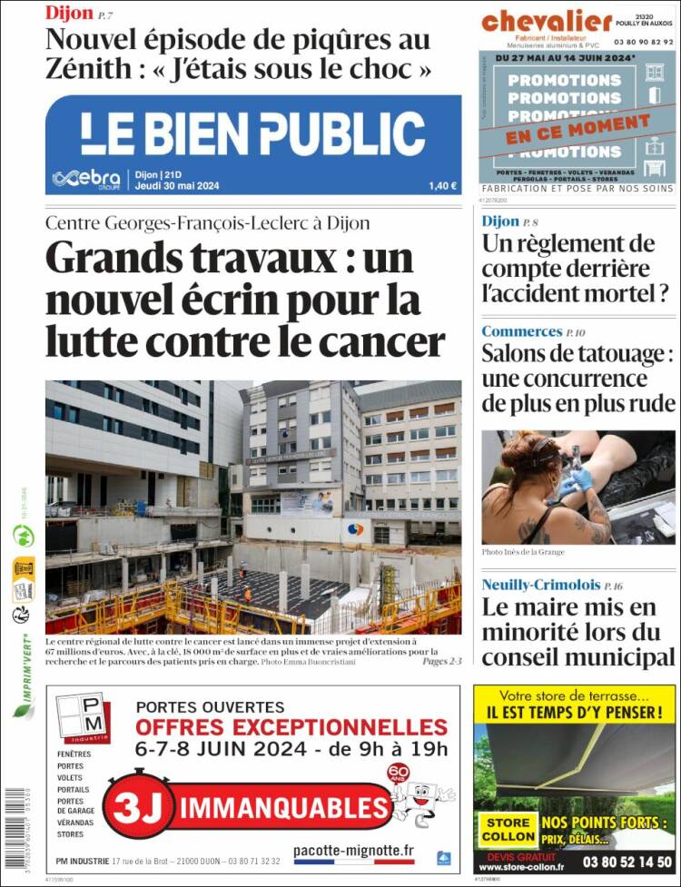 Portada de Le Bien Public (Francia)