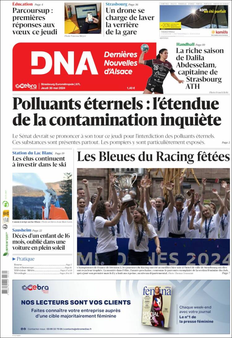 Portada de Les Dernières Nouvelles d'Alsace (Francia)