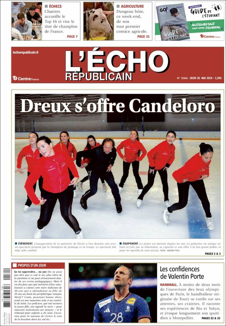 Portada de L'Echo Républicain (Francia)