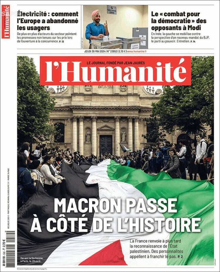 Portada de l'Humanite (Francia)