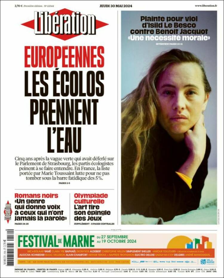 Portada de Libération (Francia)