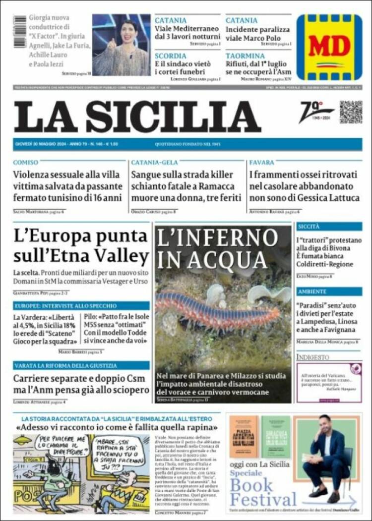 Portada de La Sicilia (Italia)
