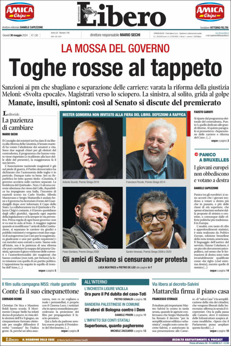 Portada de Libero (Italia)