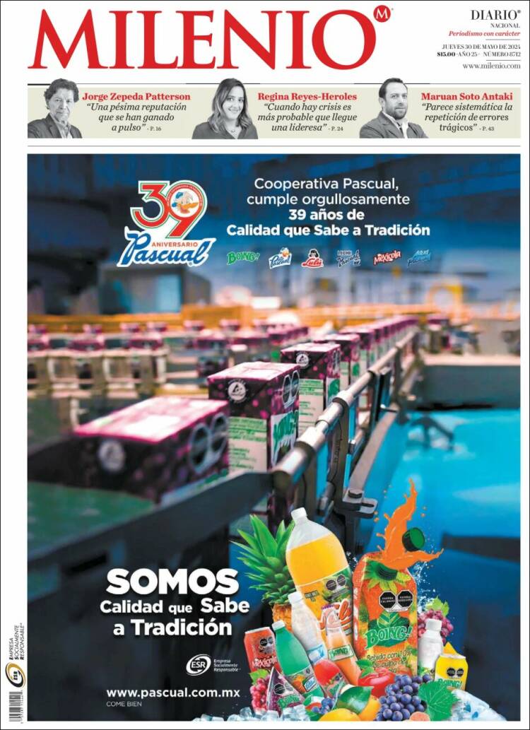 Portada de Milenio (M&eacute;xico)
