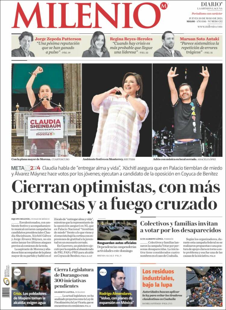Portada de Milenio - Laguna (M&eacute;xico)