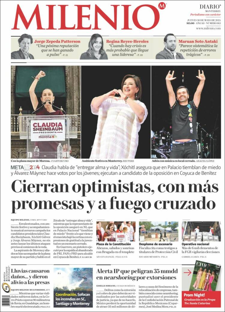 Portada de Milenio de Monterrey (M&eacute;xico)