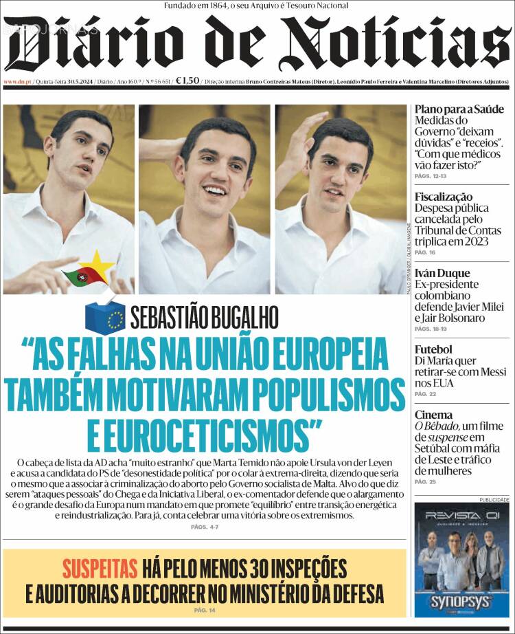 Portada de Diário de Noticias (Portugal)