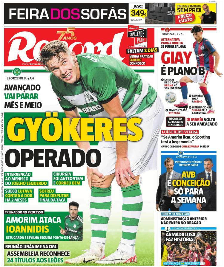 Portada de Jornal de Negócios (Portugal)