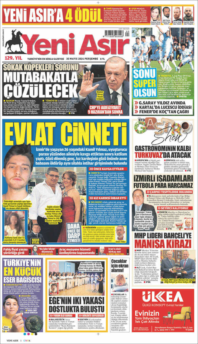 Portada de Yeni Asır (Turqu&iacute;a)