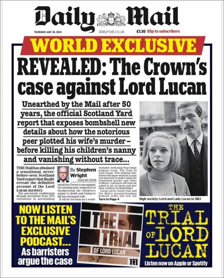 Portada de Daily Mail (Reino Unido)