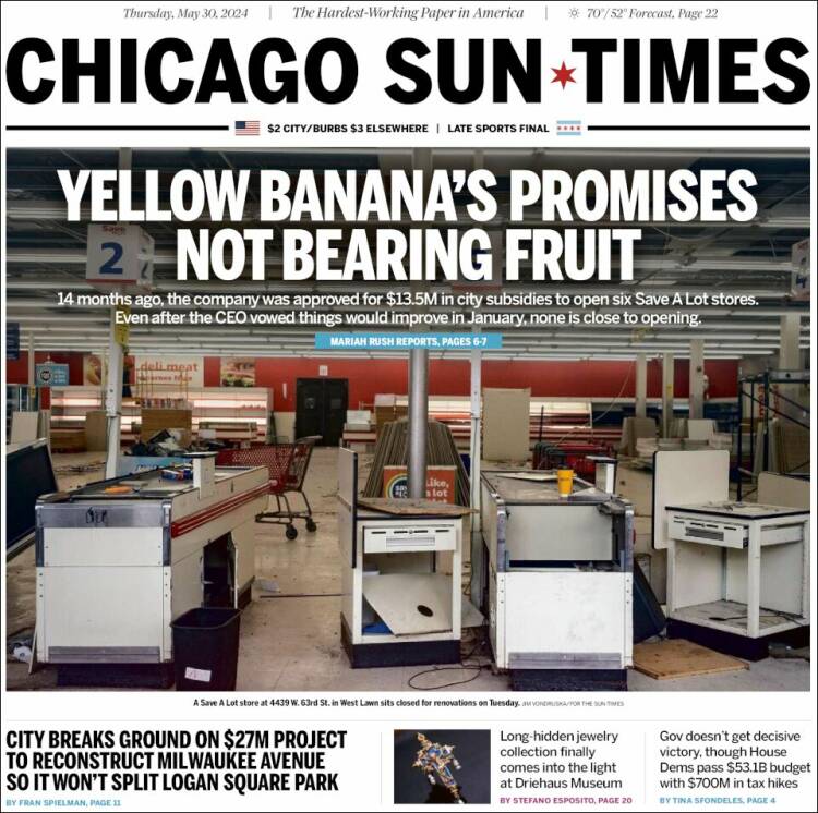 Portada de Chicago Sun-Times (USA)