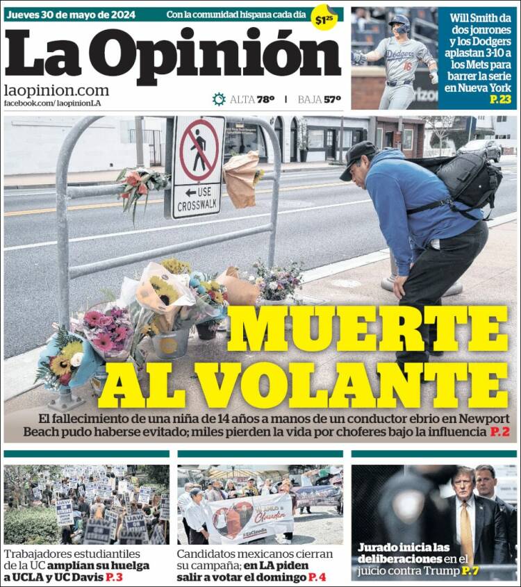 Portada de La Opinión (USA)