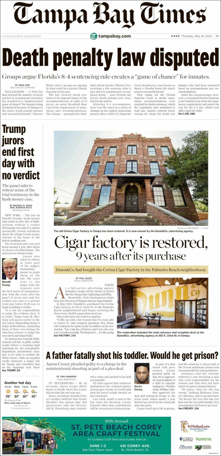 Portada de Tampa Bay Times (USA)