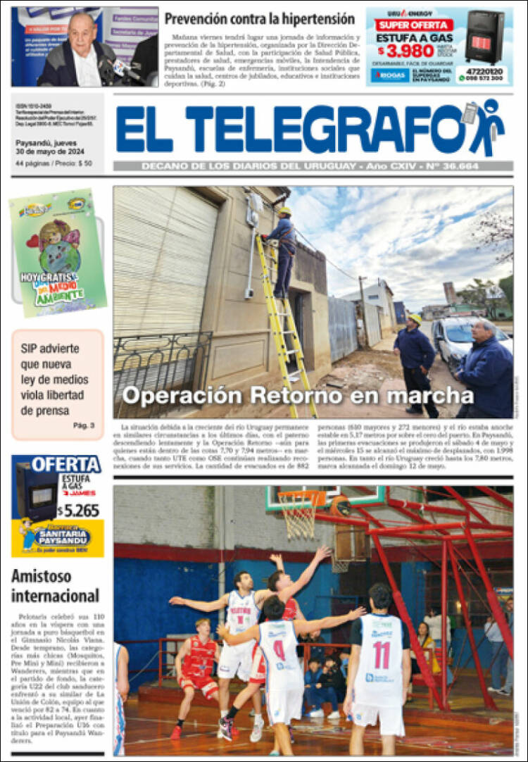 Portada de El Telégrafo (Uruguay)