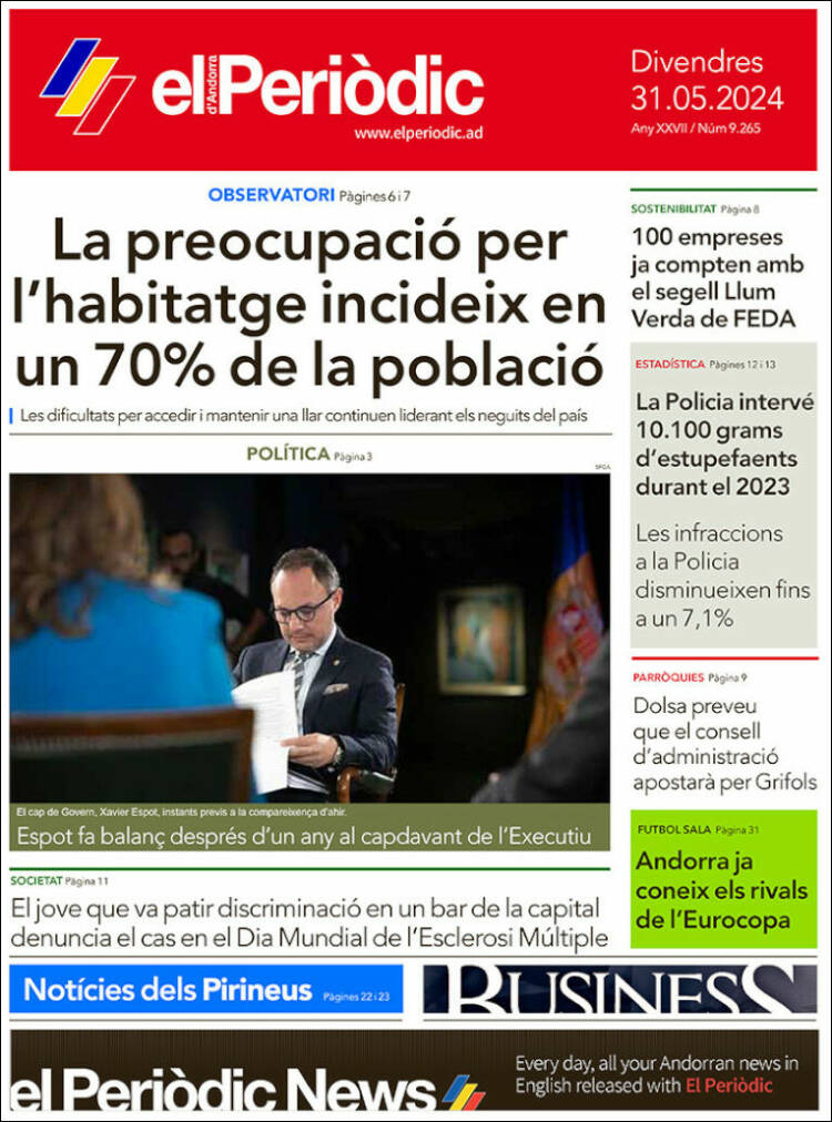 Portada de El Periòdic d'Andorra (Andorra)