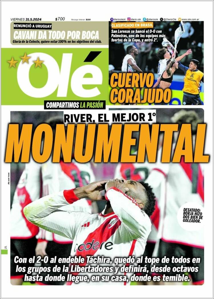 Portada de Olé (Argentina)