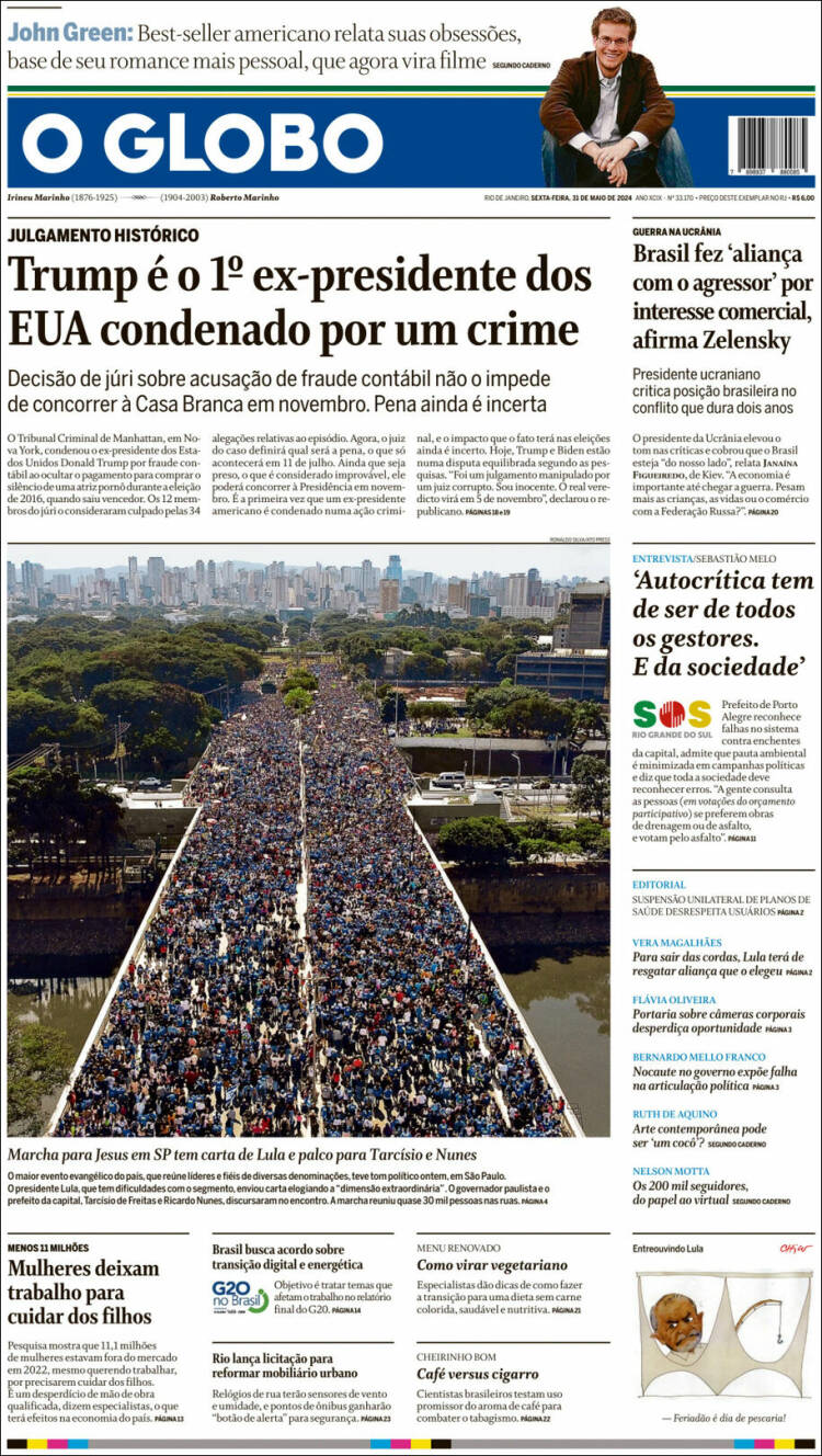 Portada de O Globo (Brasil)