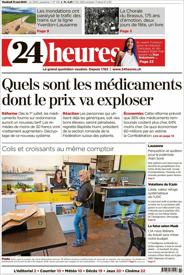 Portada de 24 Heures (Suiza)