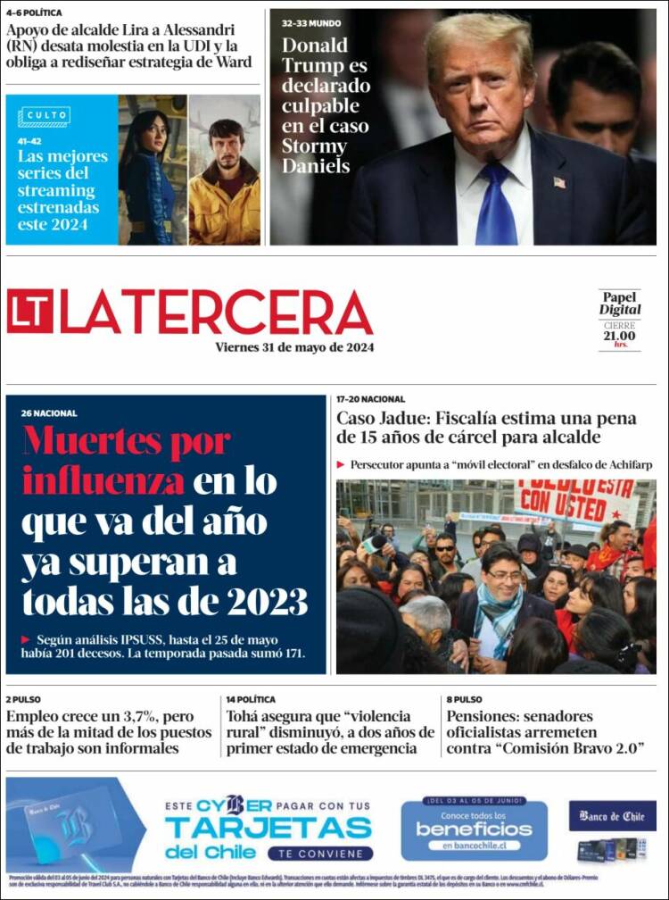 Portada de La Tercera (Chile)