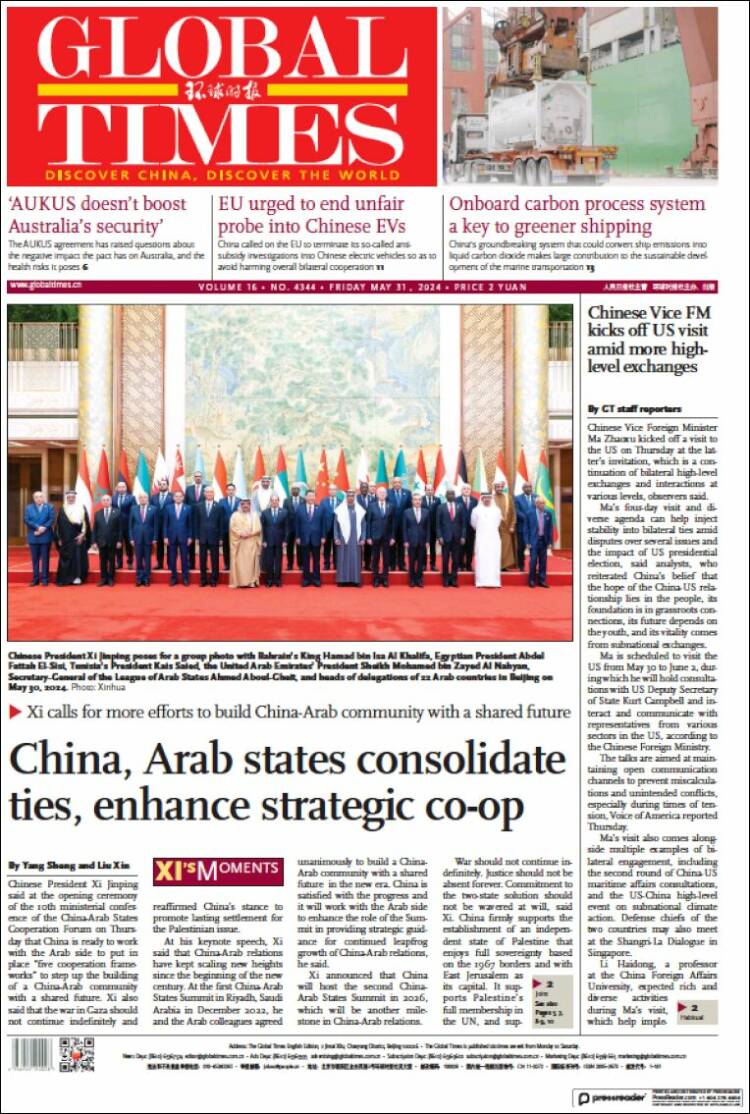 Portada de The Global Times (China)