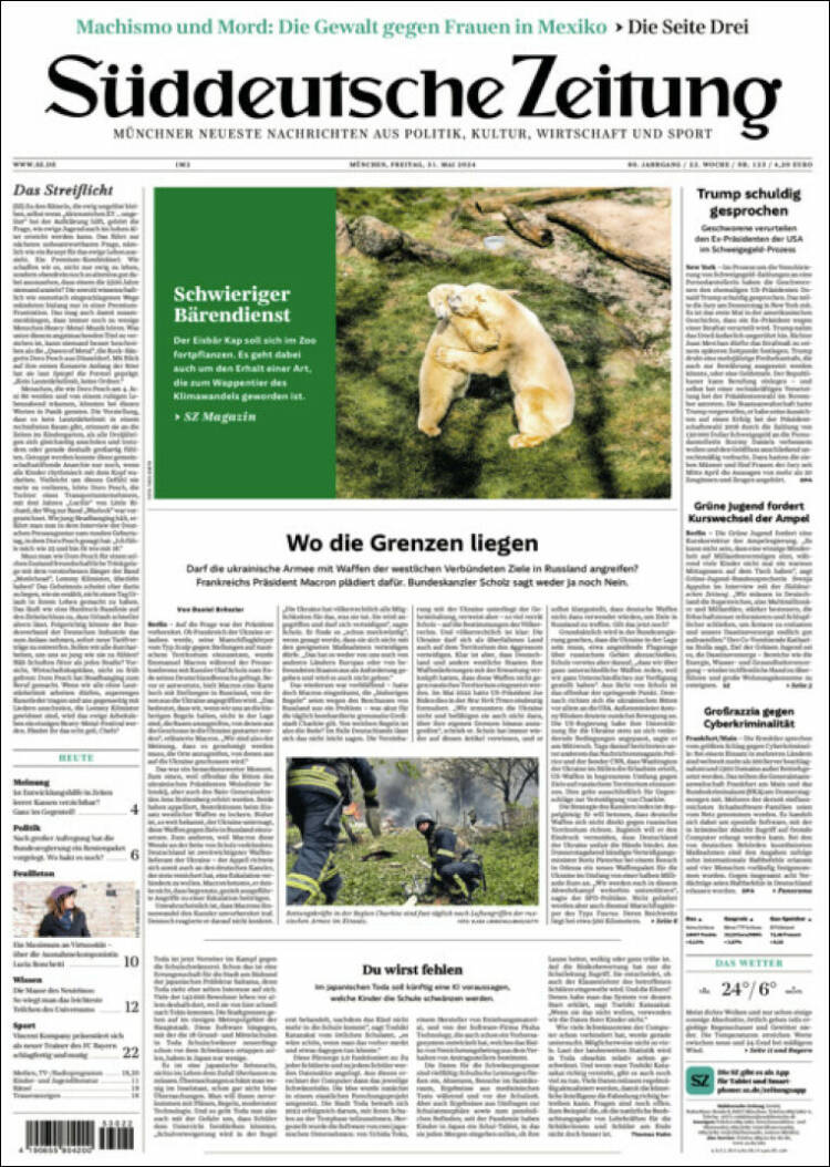Portada de Sueddeutsche (Alemania)