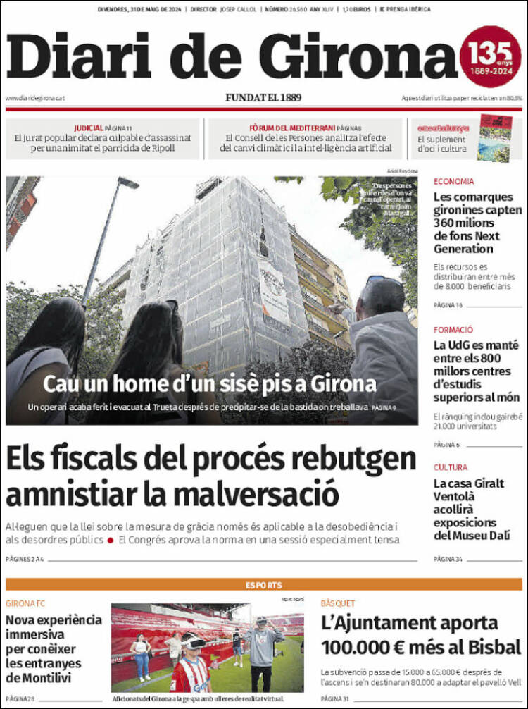 Portada de Diari de Girona (España)
