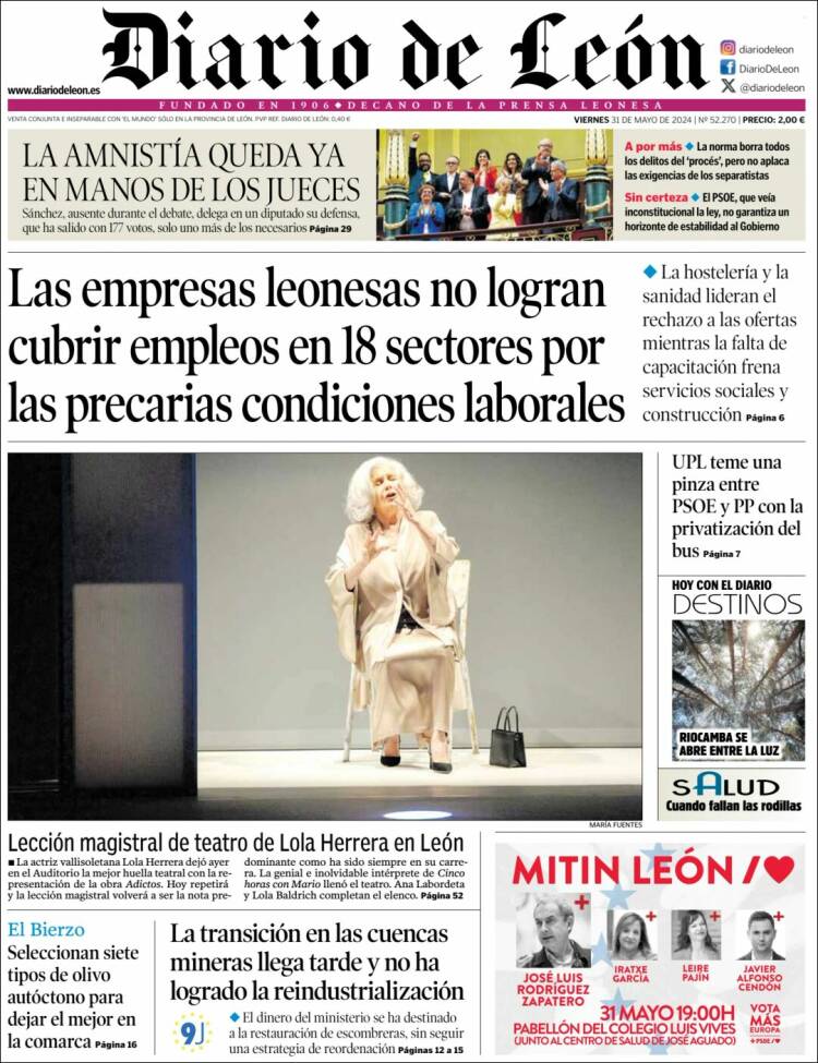 Portada de Diario de León (España)