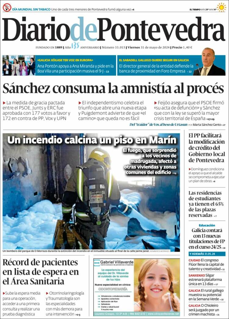 Portada de Diario de Pontevedra (España)