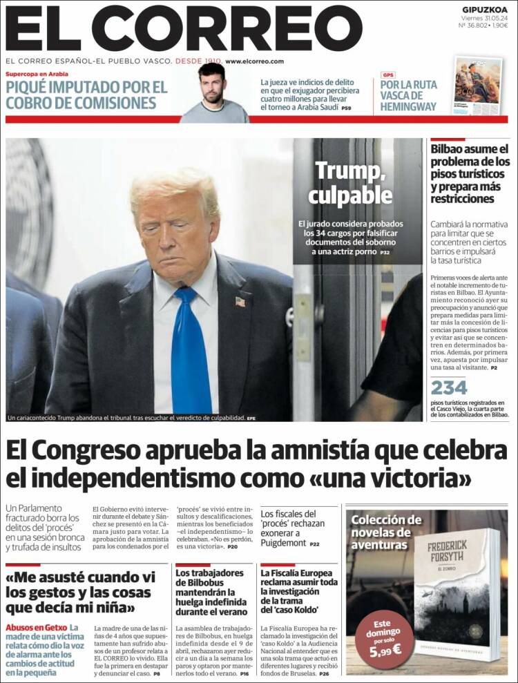 Portada de El Correo - Guipuzcoa (España)