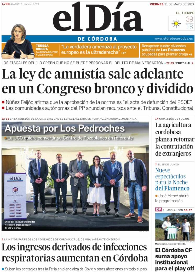 Portada de El Día de Córdoba (España)