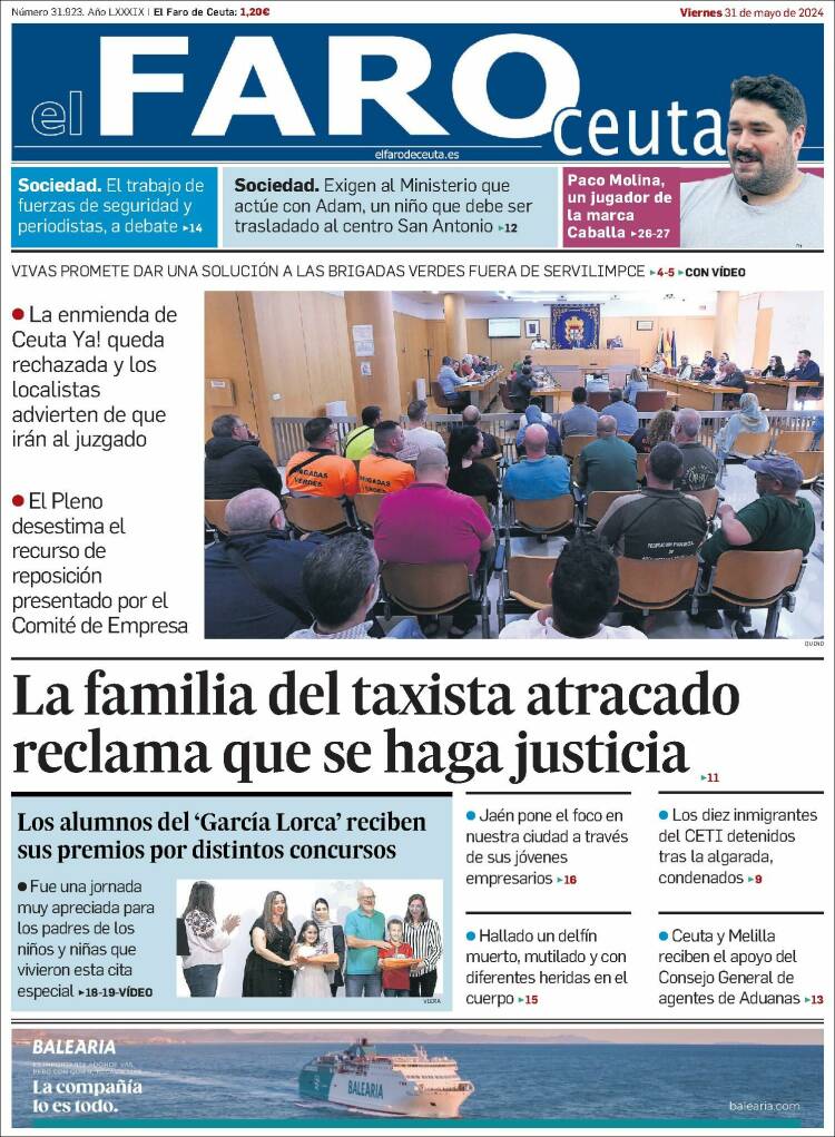 Portada de El Faro de Ceuta (España)