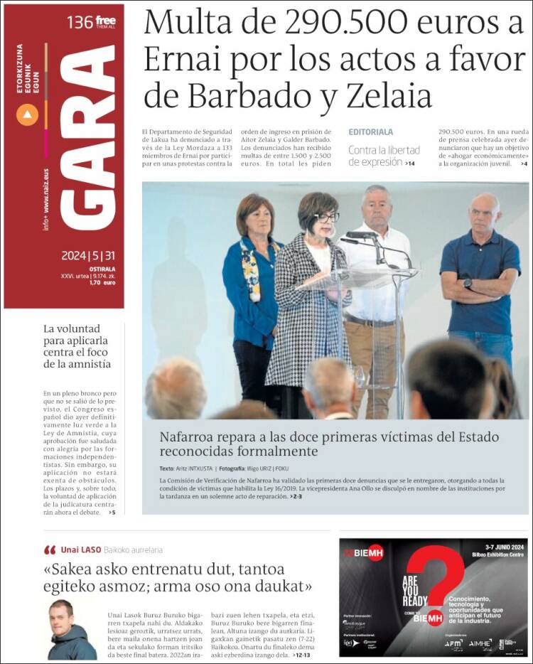 Portada de Gara (España)