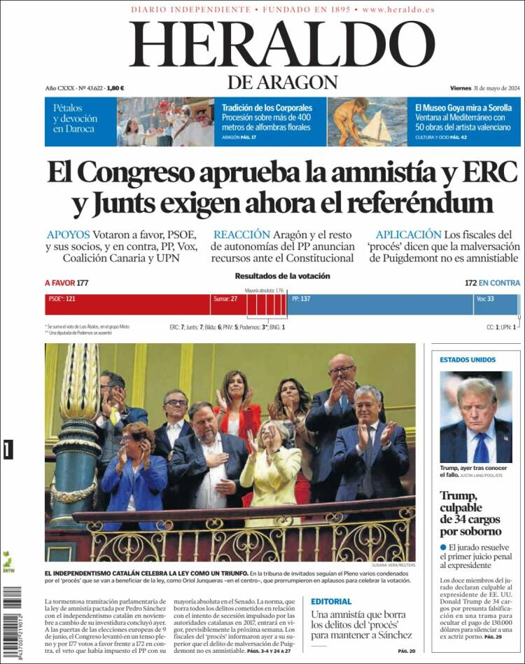 Portada de Heraldo de Aragón (España)
