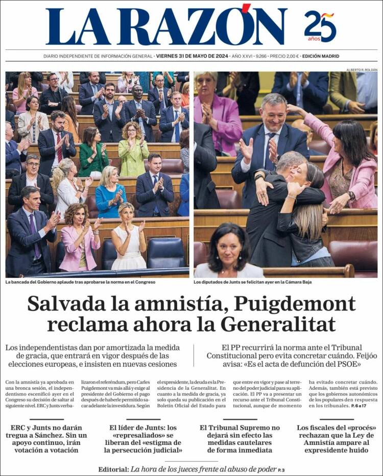 Portada de La Razón (España)