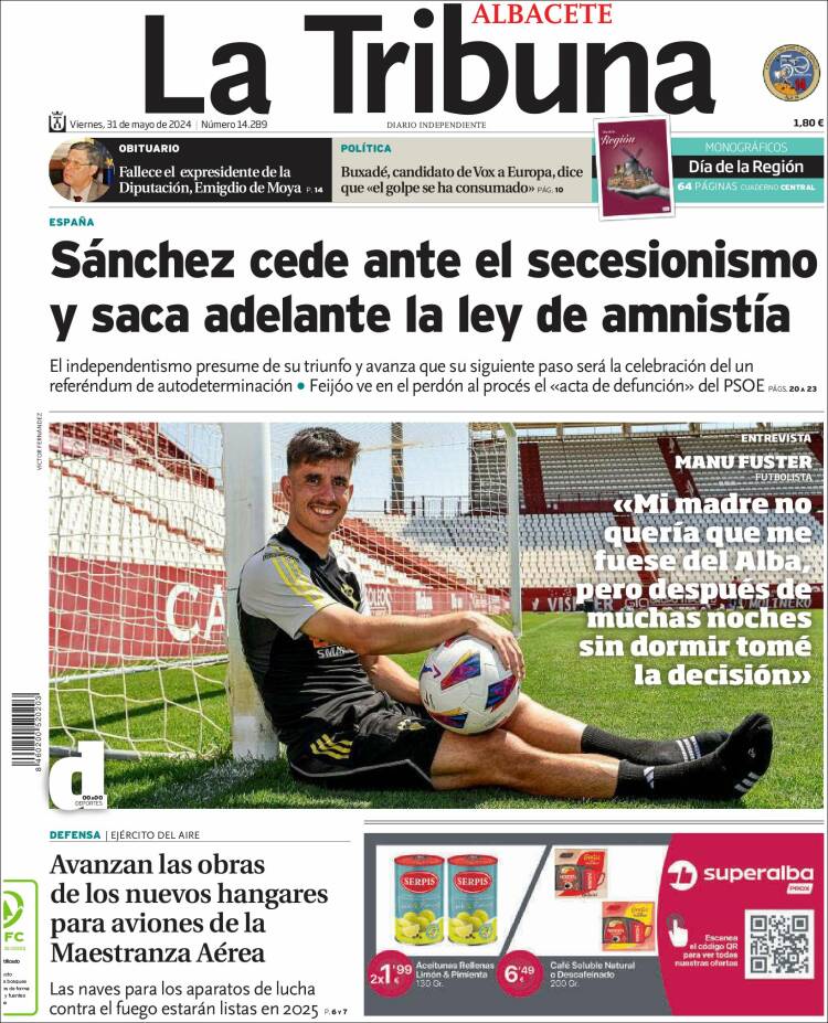 Portada de La Tribuna de Albacete (España)