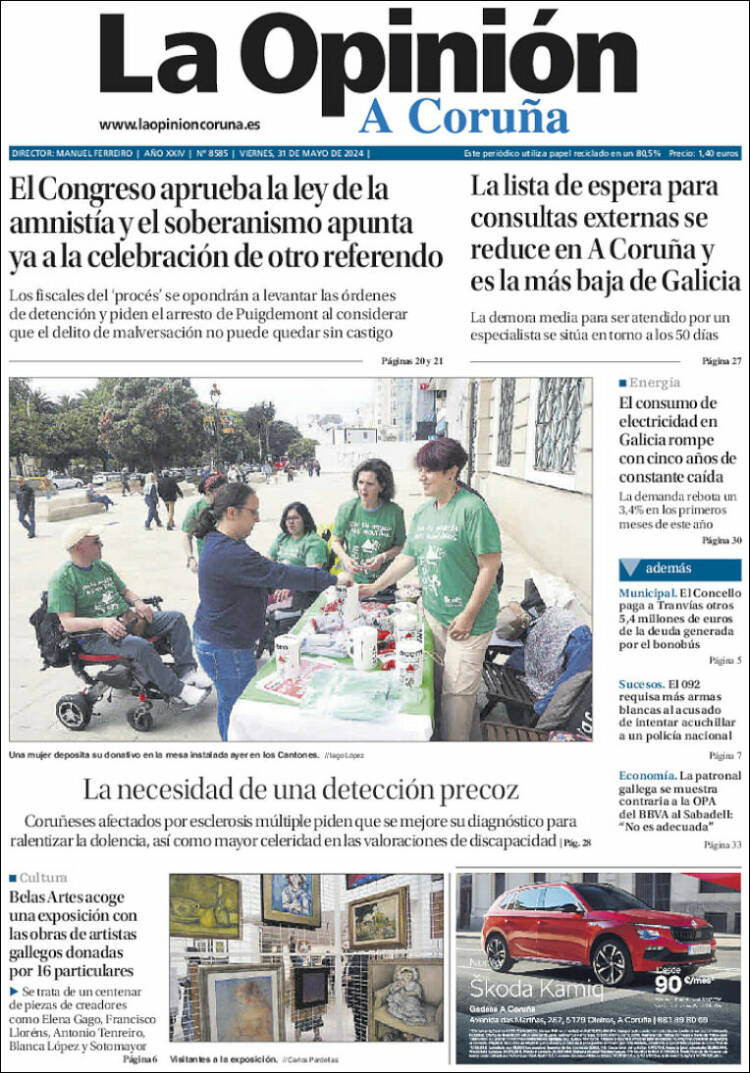 Portada de La Opinión de A Coruña (España)