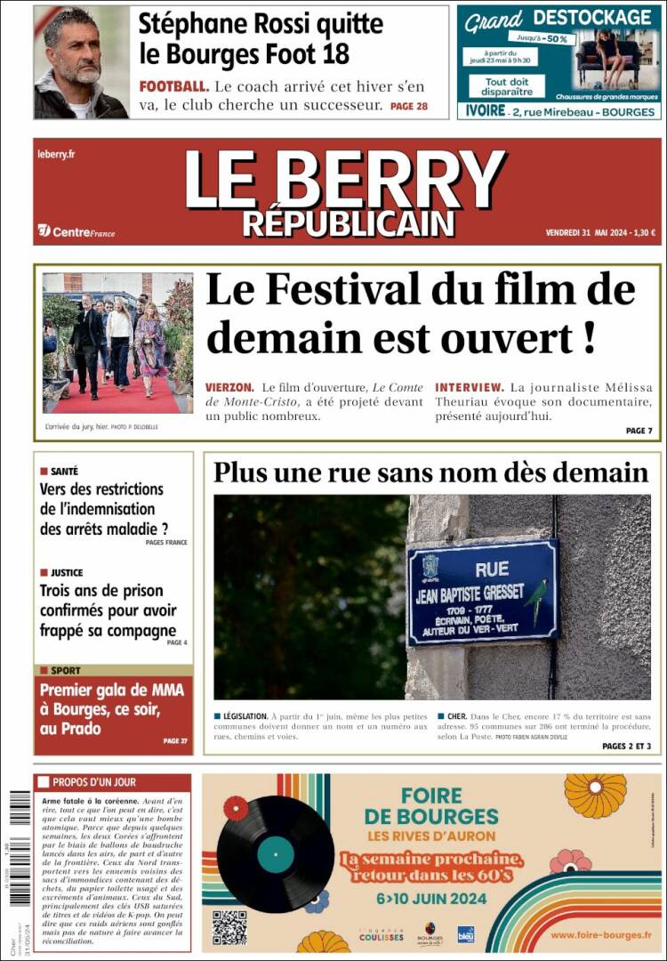 Portada de Berry Republicain (Francia)