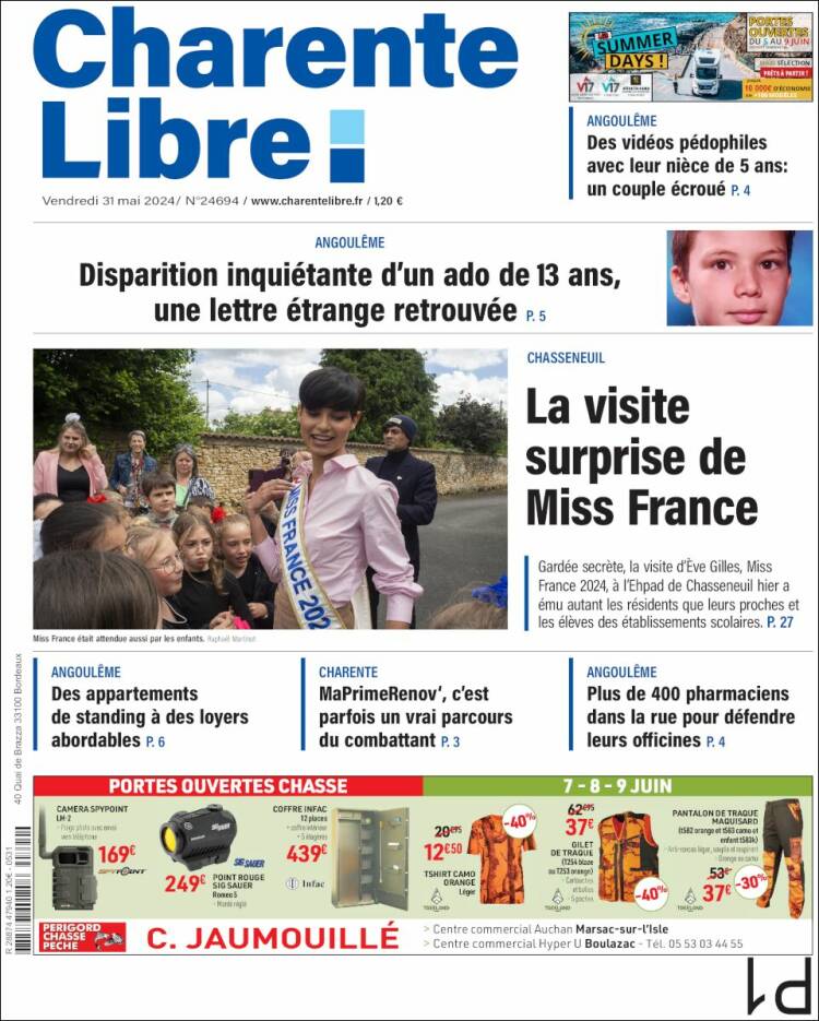 Portada de Charente Libre (Francia)